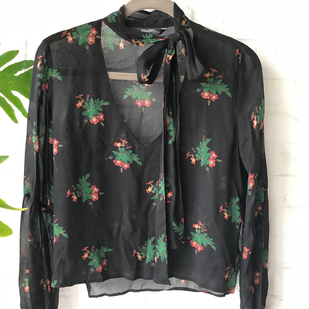 Zara Woman Sheer Floral Top